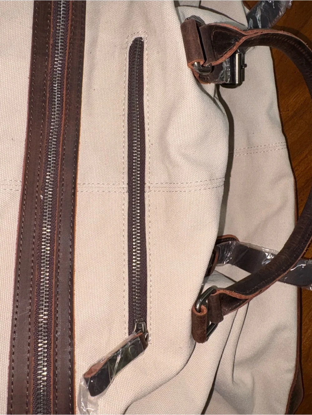 Canvas & Leather Overnight Weekender Duffle Bag NEW